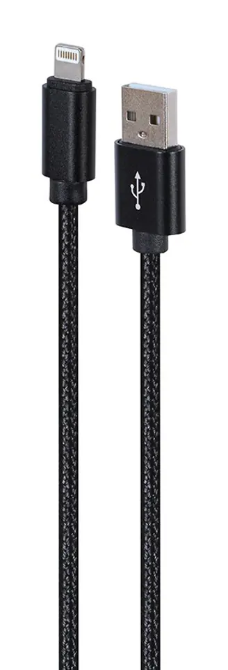 ⁨Gembird CCDB-mUSB2B-AMLM-6 Cotton braided 8-pin cable with metal connectors, 1.8 m, black⁩ at Wasserman.eu