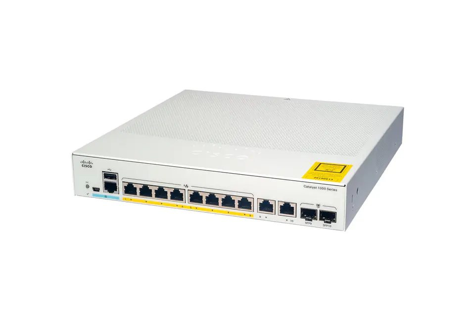 ⁨Cisco Catalyst 1000-8T-E-2G-L Network Switch, 8 Gigabit Ethernet (GbE) Ports, 2x 1G SFP/RJ-45 Combo Ports, Fanless Operation, External PS, Enhanced Limited Lifetime Warranty (C1000-8T-E-2G-L)⁩ at Wasserman.eu