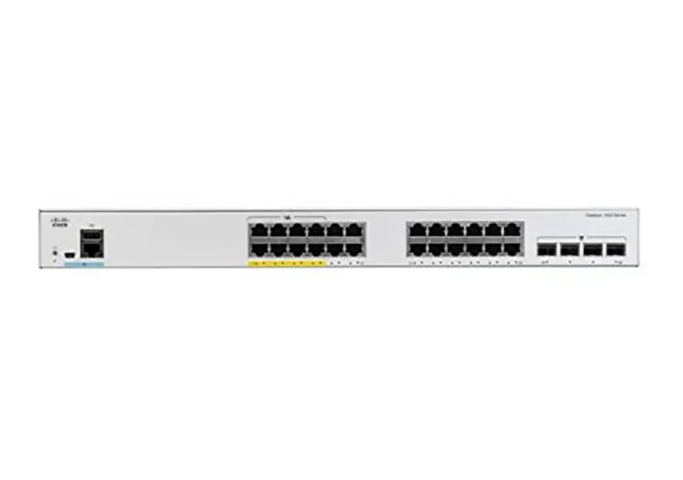 ⁨Cisco Catalyst 1000-24FP-4G-L Network Switch, 24 Gigabit Ethernet (GbE) PoE+ Ports, 370W PoE Budget, four 1 G SFP Uplink Ports, Enhanced Limited Lifetime Warranty (C1000-24FP-4G-L)⁩ at Wasserman.eu