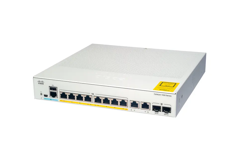 ⁨Cisco Catalyst 1000-8FP-E-2G-L Network Switch, 8 Gigabit Ethernet PoE+ Ports, 120W PoE Budget, two 1 G SFP/RJ-45 Combo Ports, Fanless Operation, Enhanced Limited Lifetime Warranty (C1000-8FP-E-2G-L)⁩ at Wasserman.eu