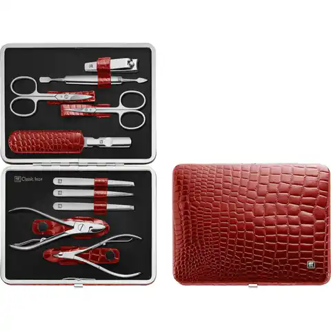 ⁨Zwilling Classic Inox Manicure Set – Leather Case, 10 Pieces - Red⁩ at Wasserman.eu
