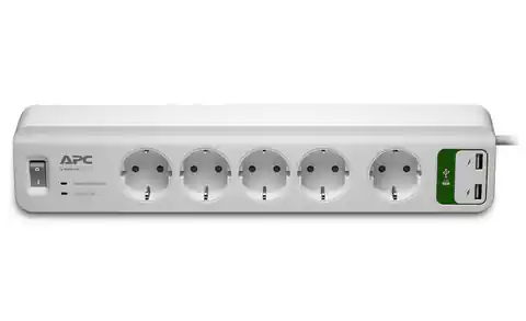 ⁨APC Essential SurgeArrest 5 outlets with 5V, 2.4A 2 port USB charger 230V Germany⁩ at Wasserman.eu