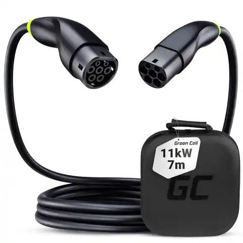 ⁨Green Cell EVKABGC02 electric vehicle charging cable Black Type 2 3 7 m⁩ at Wasserman.eu