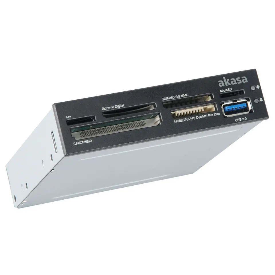 ⁨Akasa AK-ICR-14 USB 3.0 6-portowy czytnik kart 3,5 cala - czarny/biały⁩ w sklepie Wasserman.eu