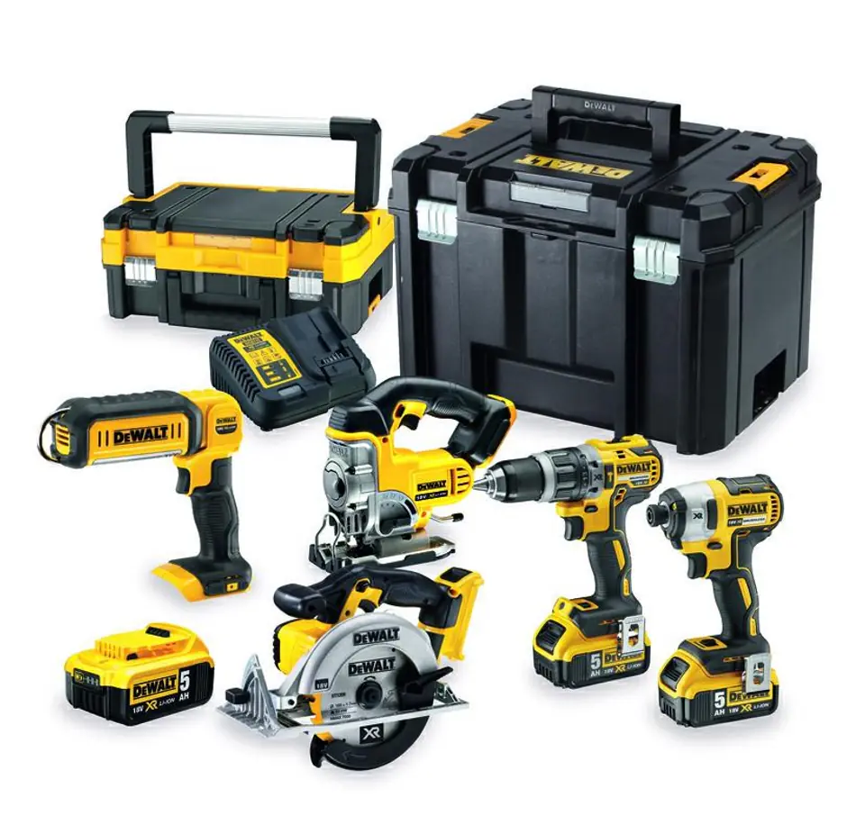 ⁨DEWALT. ZESTAW COMBO 18V DCD796+DCF887+DCS39+DCS331+DCL050) 3x5,0Ah TSTAK DCK551P3T⁩ at Wasserman.eu