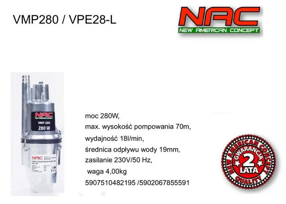 NAC DIAPHRAGM PUMP 280W VPE28-L at Wasserman.eu