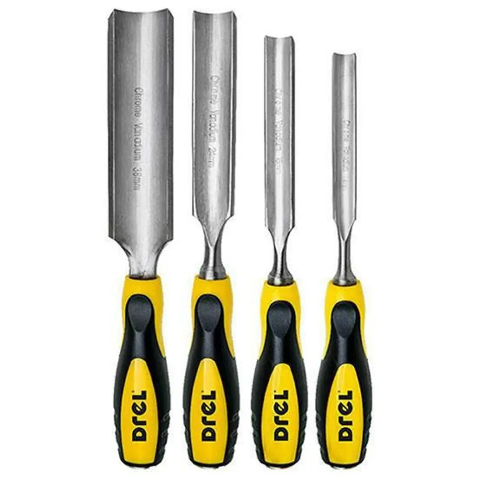 ⁨DREL, WOOD CHISELS, HALF-ROUND, SET 4pcs 14/18/24/38mm⁩ at Wasserman.eu