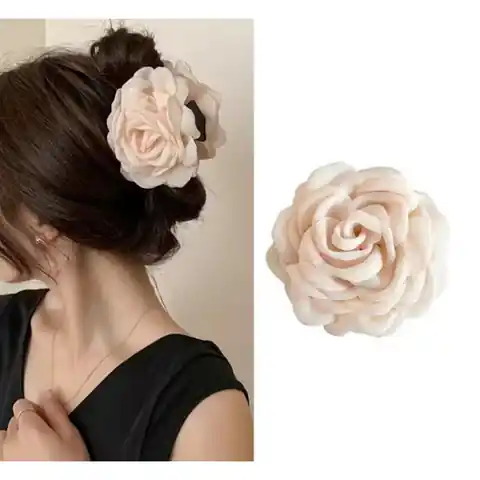 ⁨Spinka do włosów duża klamra XL kwiat róża kremowa 9cm SP288K⁩ w sklepie Wasserman.eu