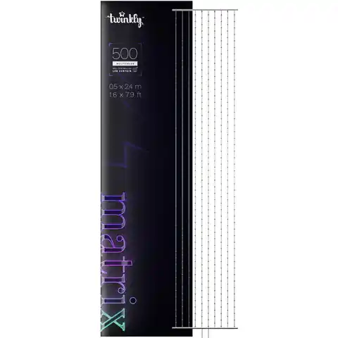 ⁨Twinkly Matrix - 500 RGB LED Pearl-shaped lights, clear wire, 1.7x7.8ft F-plug type⁩ at Wasserman.eu