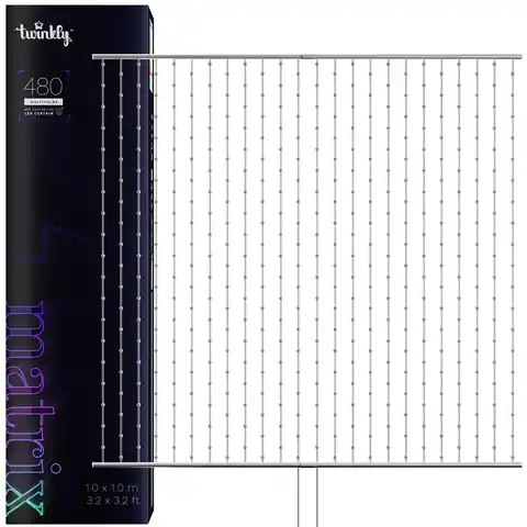 ⁨Twinkly Matrix - 480 RGB LED Pearl-shaped lights, clear wire, 3.3x3.3ft F-plug type⁩ at Wasserman.eu