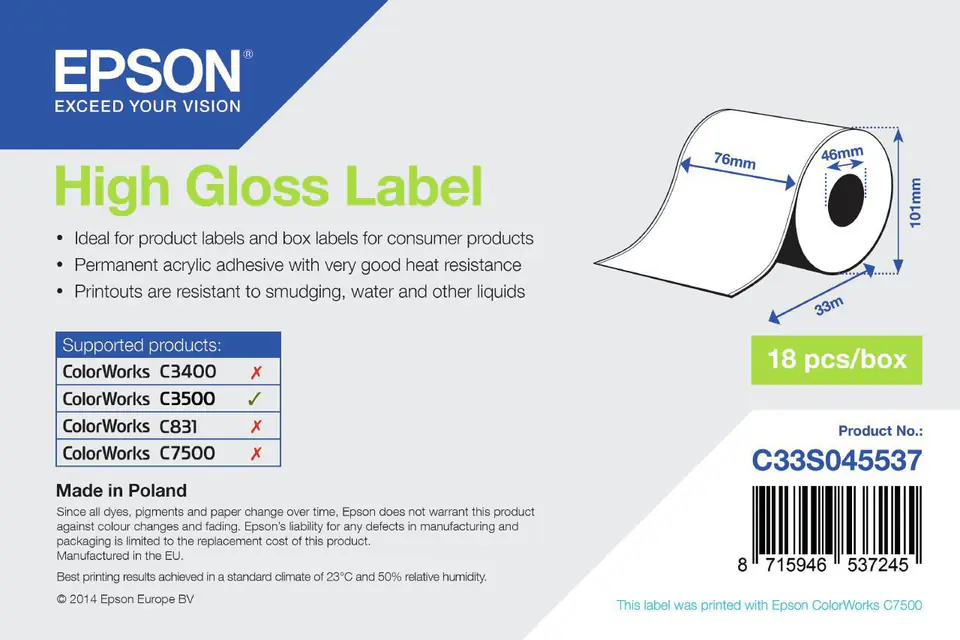 ⁨Epson High Gloss Label - Continuous⁩ w sklepie Wasserman.eu
