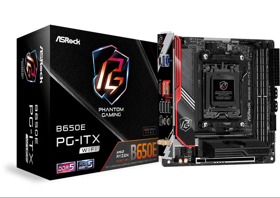 ⁨Asrock B650E PG-ITX WiFi AMD B650 Socket AM5 mini ITX⁩ at Wasserman.eu