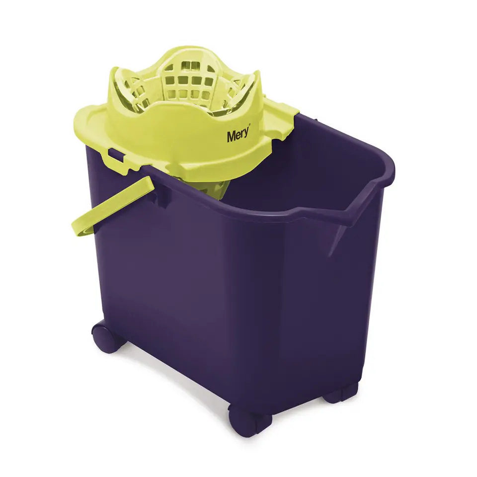 ⁨Rectangular bucket on wheels with automatic squeezer Mery - 20 ltr, Purple⁩ at Wasserman.eu