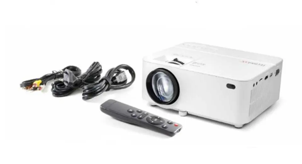 ⁨LED projector + Technaxx 50W remote control, built-in speaker (white)⁩ at Wasserman.eu