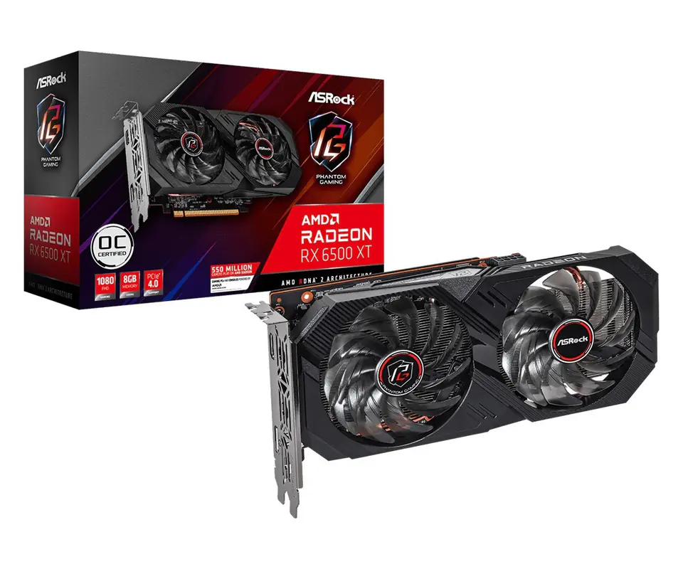 ⁨Asrock RX 6500XT Phantom Gaming 8GO graphics card⁩ at Wasserman.eu