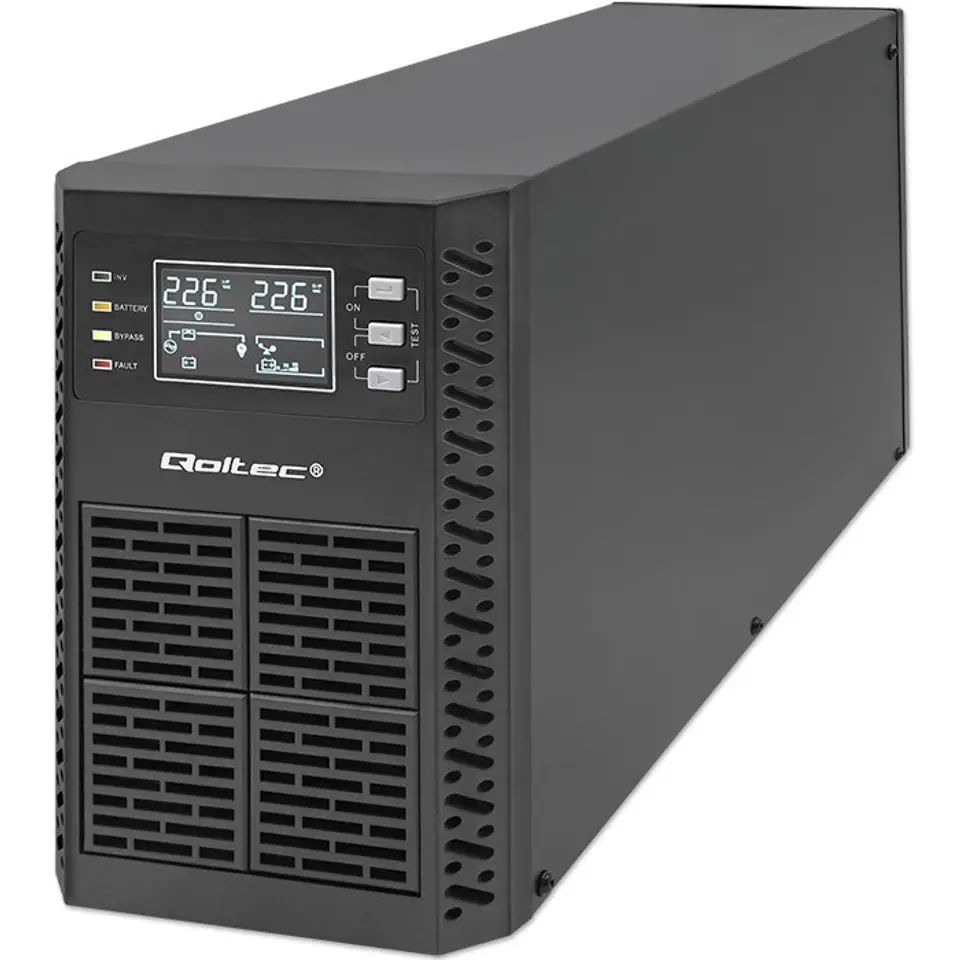 ⁨QOLTEC ZASILACZ AWARYJNY UPS 2KVA | 2000W | POWER FACTOR 1.0 | LCD | EPO | USB | ON-LINE⁩ w sklepie Wasserman.eu