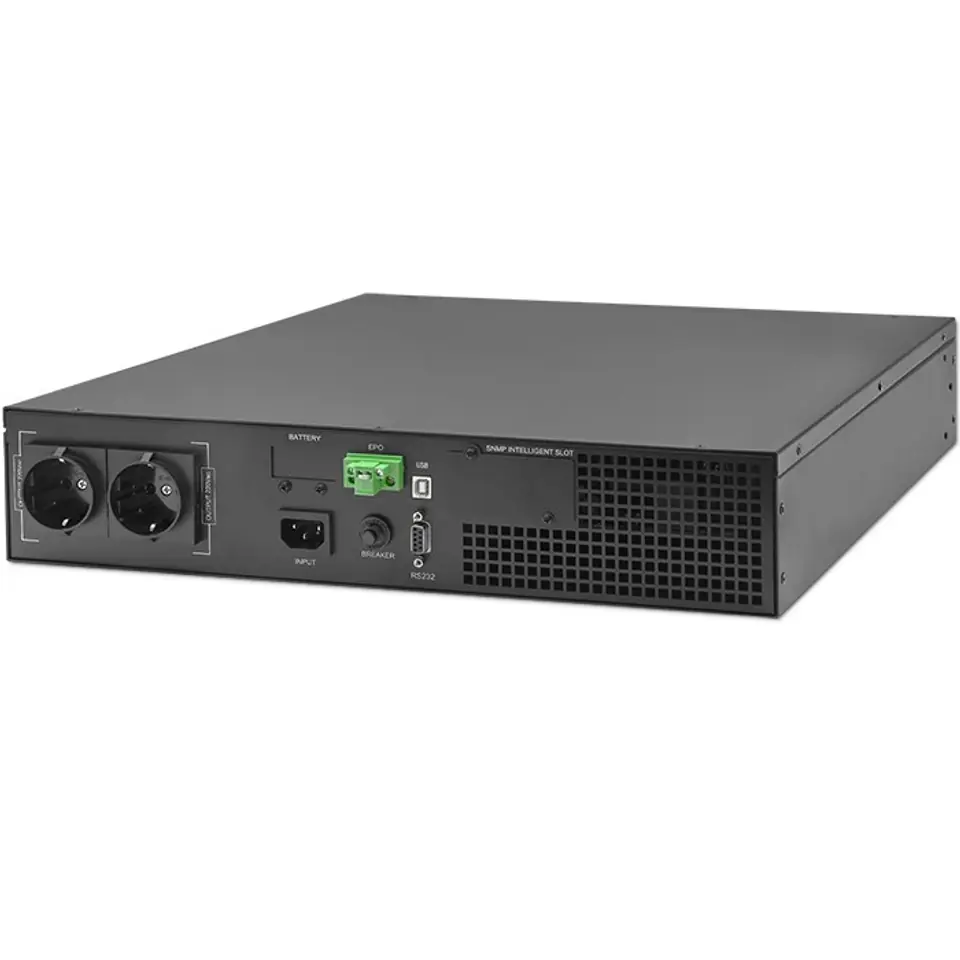⁨Qoltec 52285 Uninterruptible Power Supply UPS for RACK | 1kVA | 1000W | Power factor 1.0 | LCD | EPO | USB | On-line⁩ at Wasserman.eu