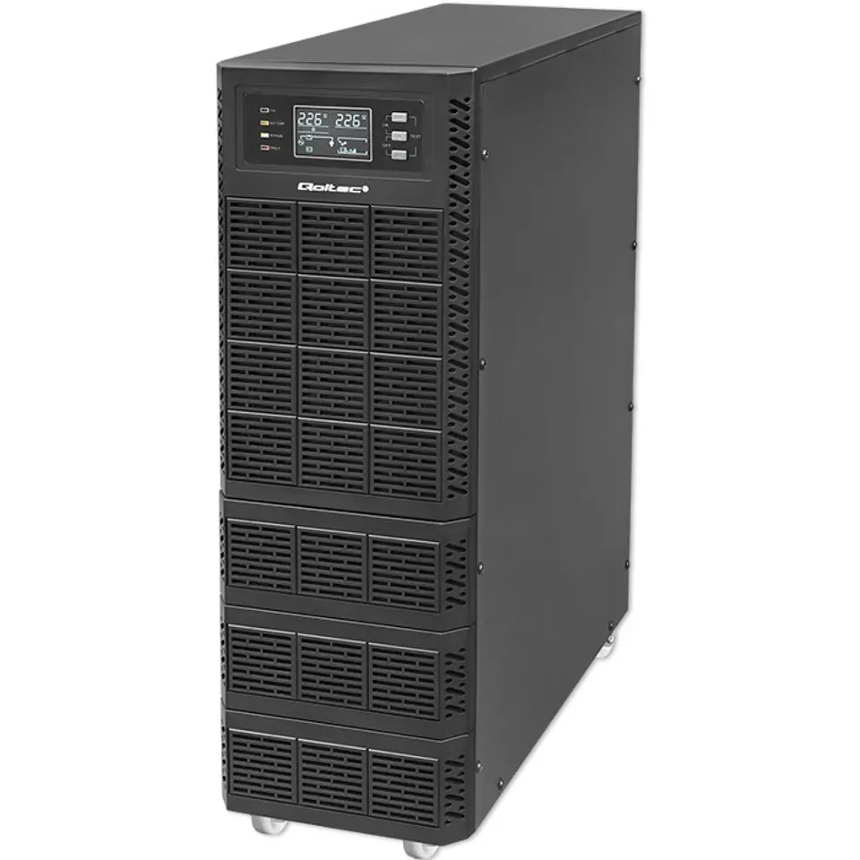 ⁨Qoltec 52283 Uninterruptible Power Supply UPS | 6kVA | 6000W | Power factor 1.0 | LCD | EPO | USB | On-line⁩ at Wasserman.eu