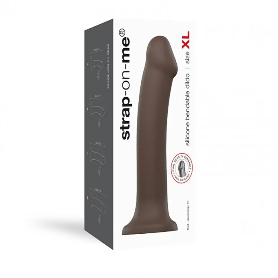 ⁨Silicone Bendable Dildo Double Density Chocolate XL⁩ w sklepie Wasserman.eu