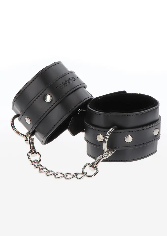 ⁨Czarne kajdanki na ręce z ekoskóry Taboom Wrist Cuffs Black⁩ w sklepie Wasserman.eu