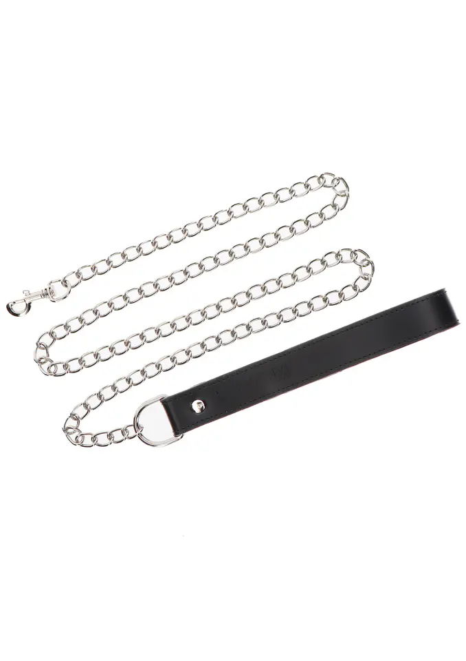 ⁨Smycz z czarnym uchwytem z ekoskóry Taboom Chain Leash Black⁩ w sklepie Wasserman.eu