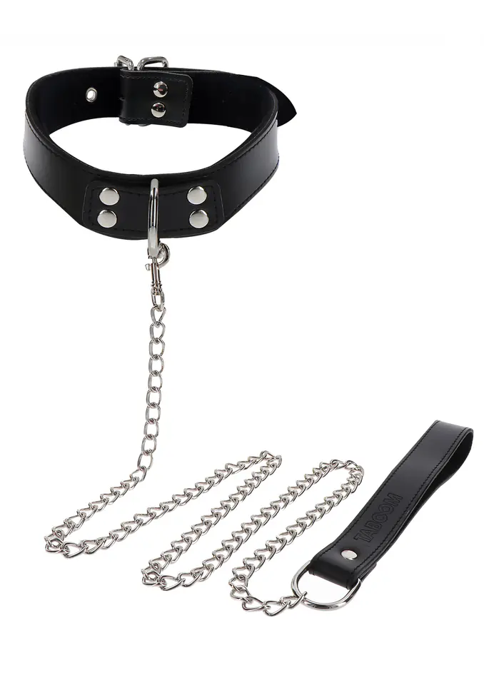 ⁨Obroża z ekoskóry ze smyczą Taboom Elegant Collar and Chain Leash Black⁩ w sklepie Wasserman.eu