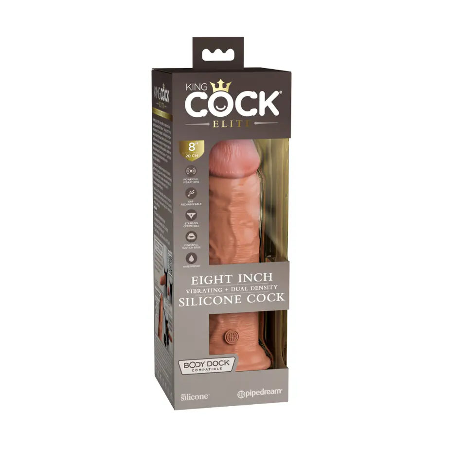 ⁨Wibrujące dildo Pipedream King Cock Elite Silicone Dual Density Cock 8⁩ w sklepie Wasserman.eu