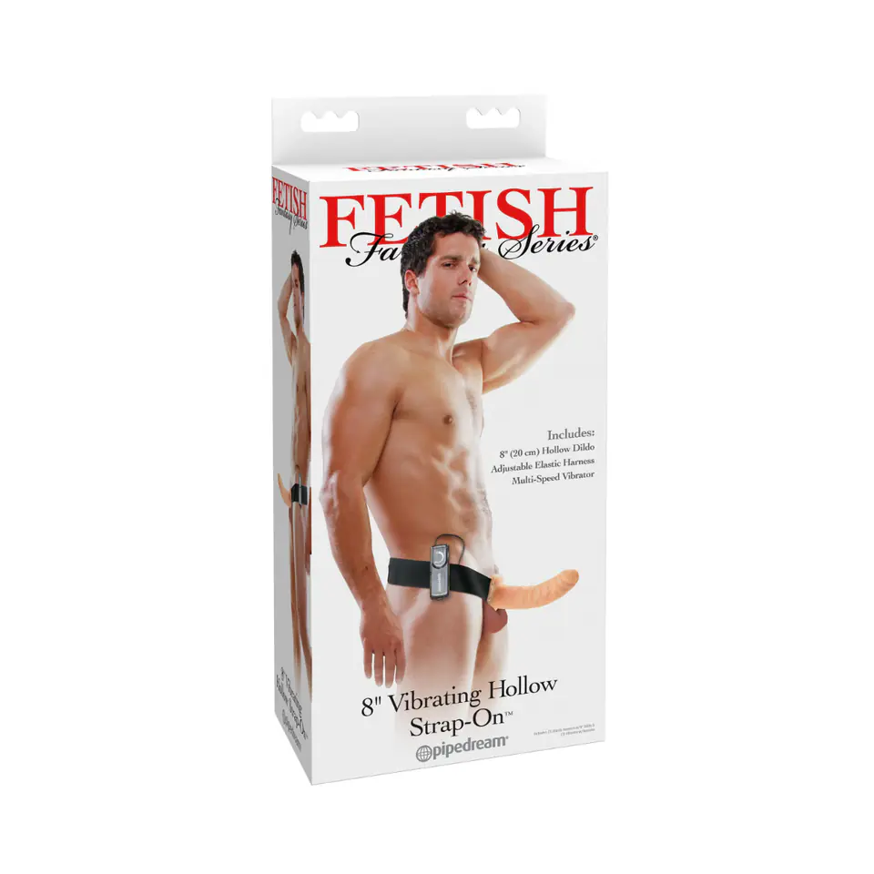 ⁨Pipedream Fetisch Fantasy Series 8" Vibrating Hollow Strap-On Light/Black⁩ at Wasserman.eu