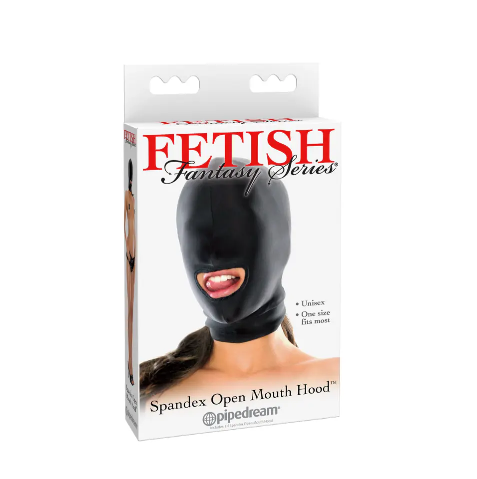 ⁨Maska Pipedream Fetish Fantasy Series Spandex Open Mouth Hood Black⁩ at Wasserman.eu