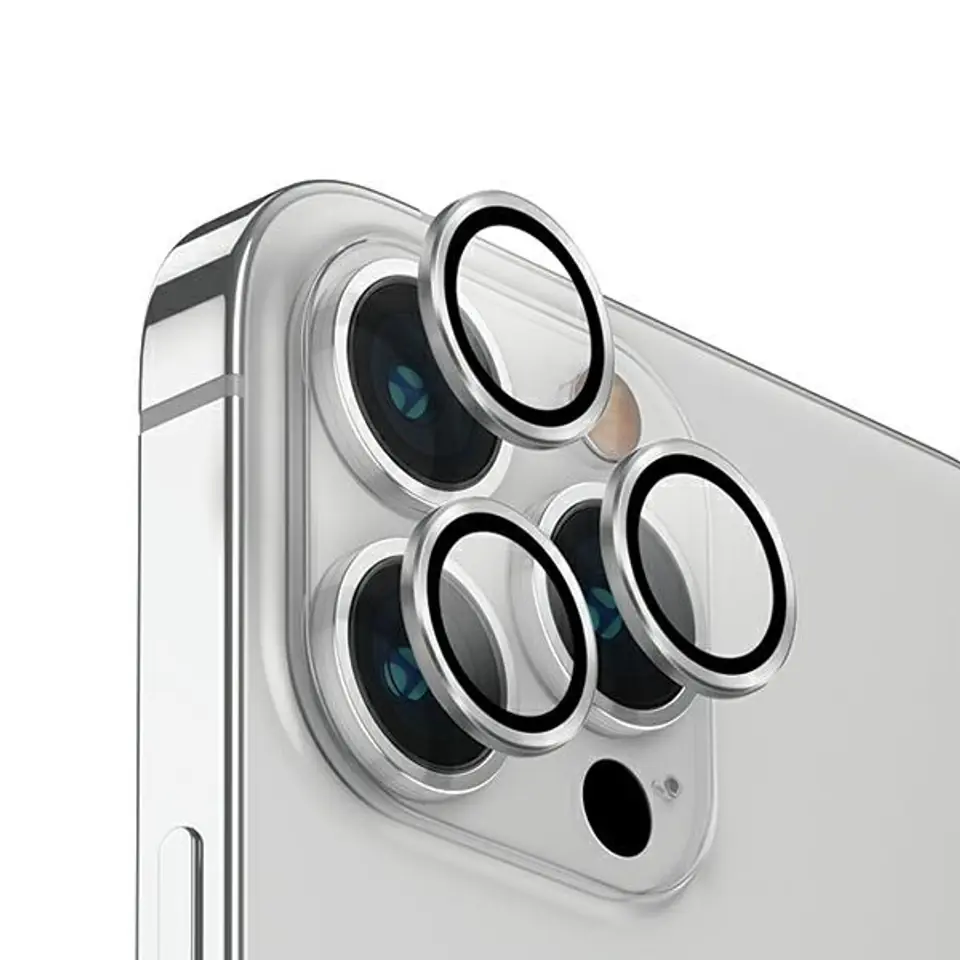 ⁨UNIQ Optix Aluminium Camera Lens Protector iPhone 14 Pro 6.1" / 14 Pro Max 6.7" sterling silver szkło na obiektyw aparatu z aplikatorem⁩ w sklepie Wasserman.eu