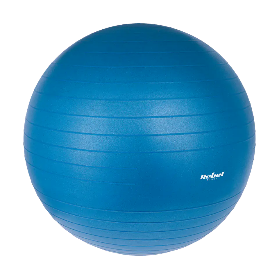 ⁨Piłka gimnastyczna rehabilitacyjna 55cm z pompką ręczną, kolor niebieski , REBEL ACTIVE⁩ w sklepie Wasserman.eu