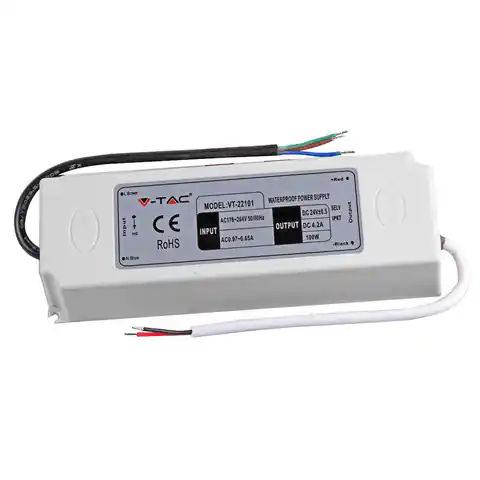 ⁨LED power supply V-TAC VT-22101 100W 24V 4.16A IP65 (SKU 3101) White⁩ at Wasserman.eu