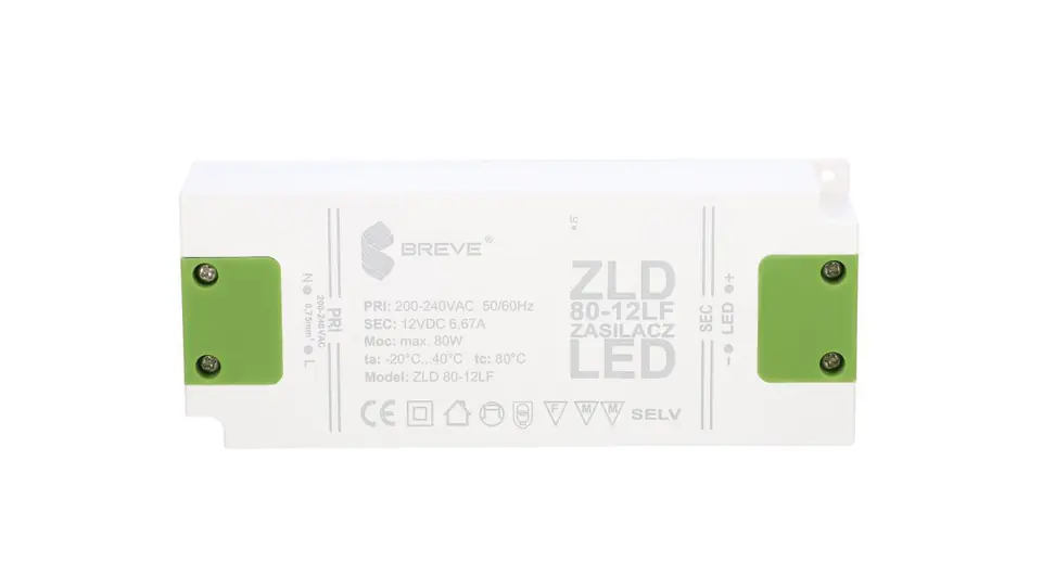 ⁨Zasilacz LED 12V DC 80W ZLD 80-12LF 6,6A 19712-9009⁩ w sklepie Wasserman.eu