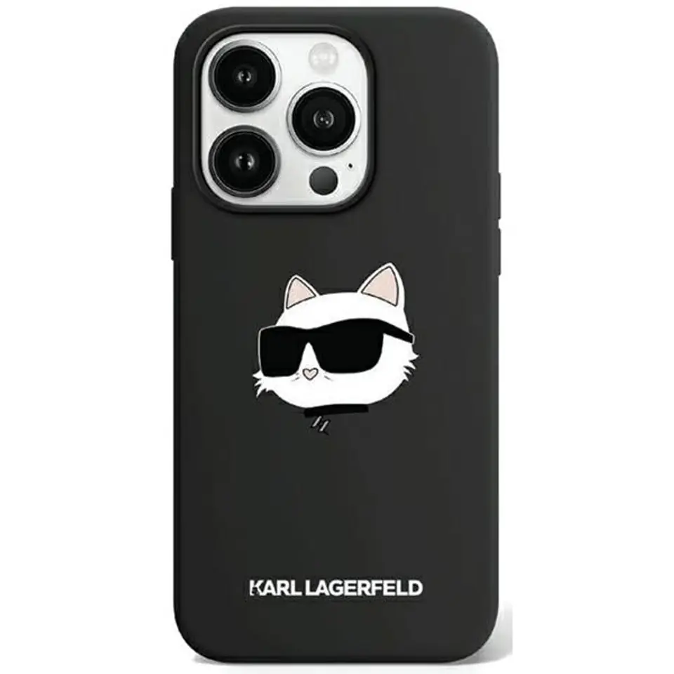 ⁨Karl Lagerfeld KLHMP15LSCHPPLK iPhone 15 Pro 6.1" czarny/black hardcase Silicone Choupette Head MagSafe⁩ w sklepie Wasserman.eu