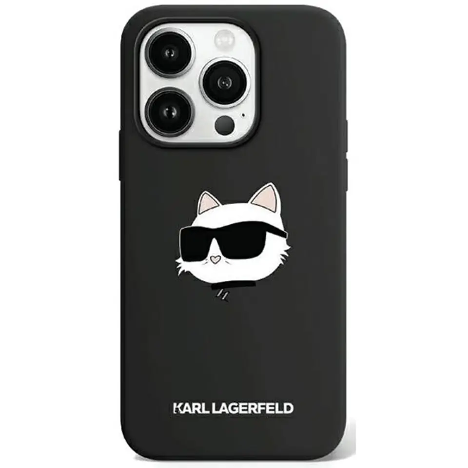 ⁨Karl Lagerfeld KLHMP15XSCHPPLK iPhone 15 Pro Max 6.7" czarny/black hardcase Silicone Choupette Head MagSafe⁩ w sklepie Wasserman.eu