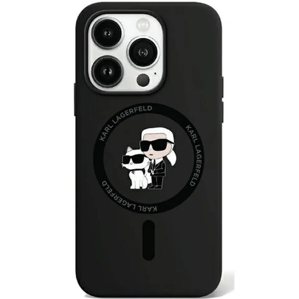 ⁨Karl Lagerfeld KLHMP15LSCMKCRHK iPhone 15 Pro 6.1" czarny/black hardcase Silicone Karl & Choupette MagSafe⁩ w sklepie Wasserman.eu