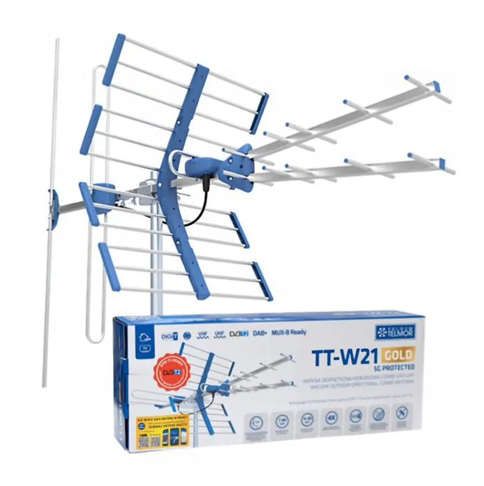 ⁨Antena TV DVB-T/T2 VHF/UHF TT W21 Gold COMBO 5G Protected Telmor⁩ w sklepie Wasserman.eu