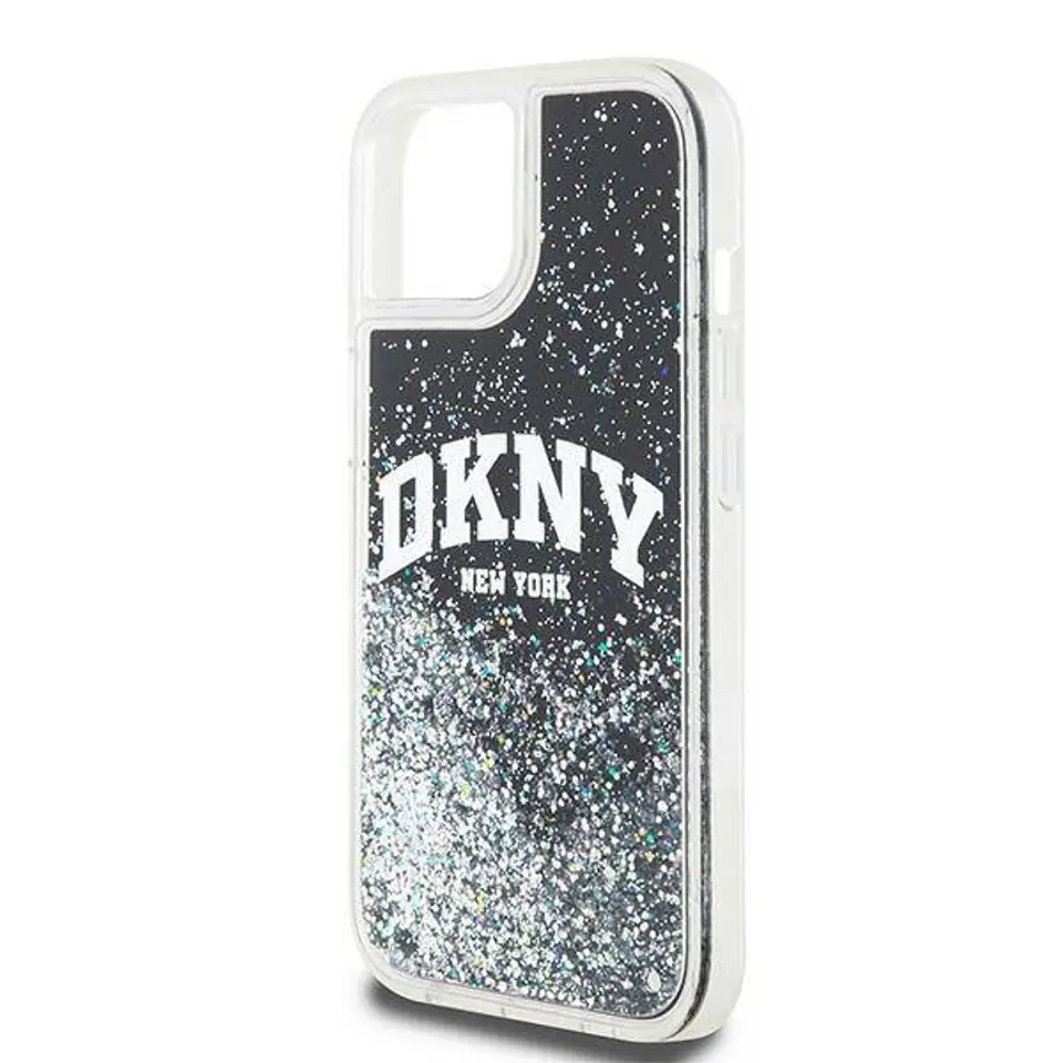 ⁨Oryginalne Etui IPHONE 12 / 12 PRO DKNY Hardcase Liquid Glitter Big Logo (DKHCP12MLBNAEK) czarne⁩ w sklepie Wasserman.eu