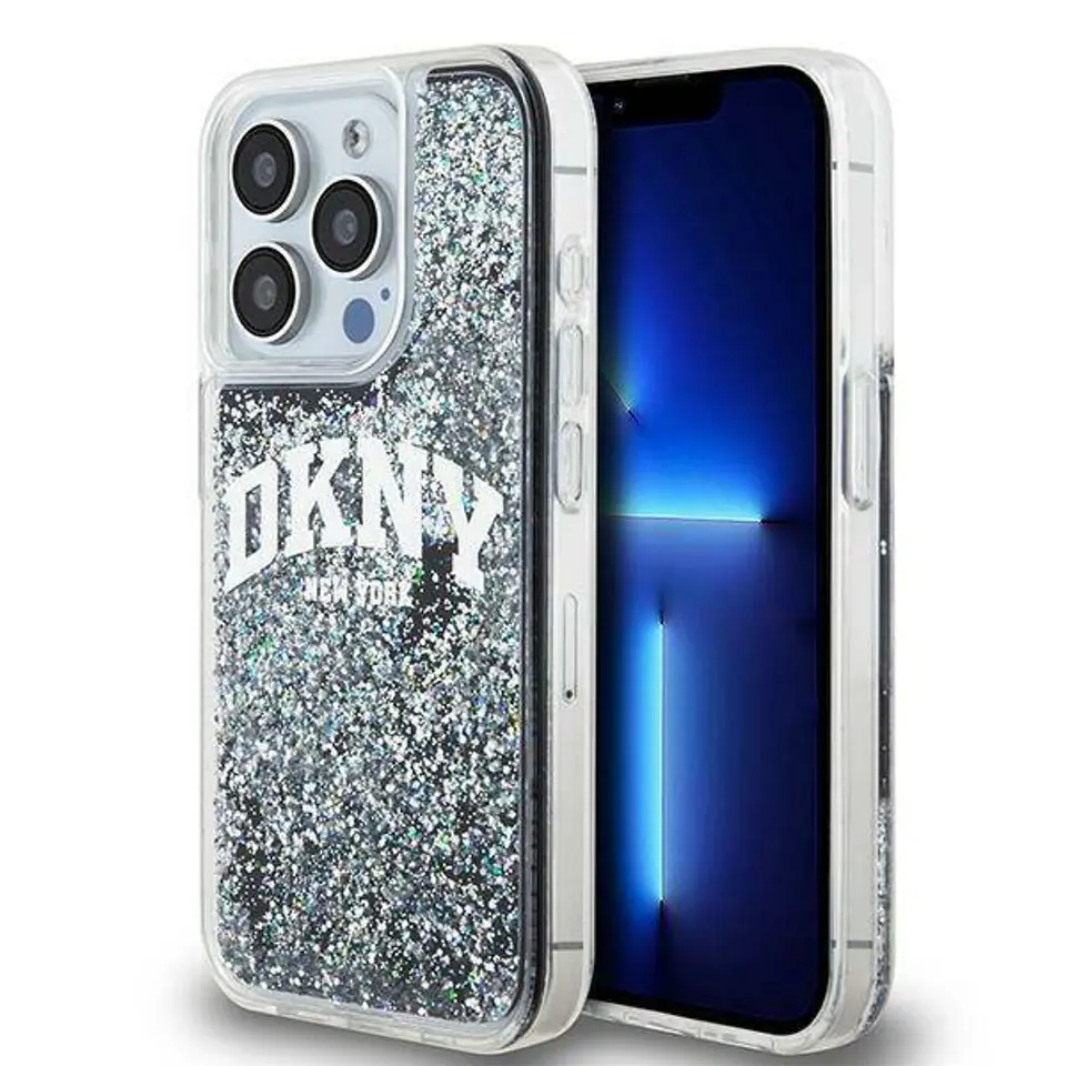 ⁨Oryginalne Etui IPHONE 13 PRO DKNY Hardcase Liquid Glitter Big Logo (DKHCP13LLBNAEK) czarne⁩ w sklepie Wasserman.eu