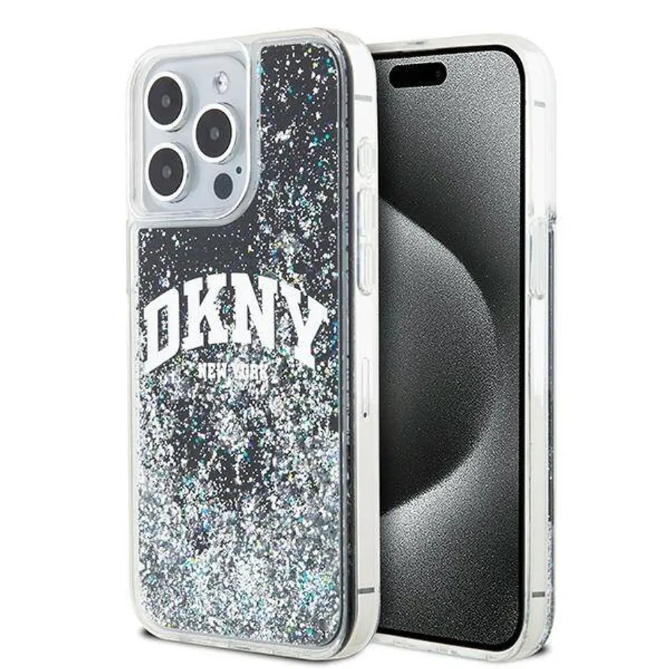 ⁨Oryginalne Etui IPHONE 13 PRO MAX DKNY Hardcase Liquid Glitter Big Logo (DKHCP13XLBNAEK) czarne⁩ w sklepie Wasserman.eu