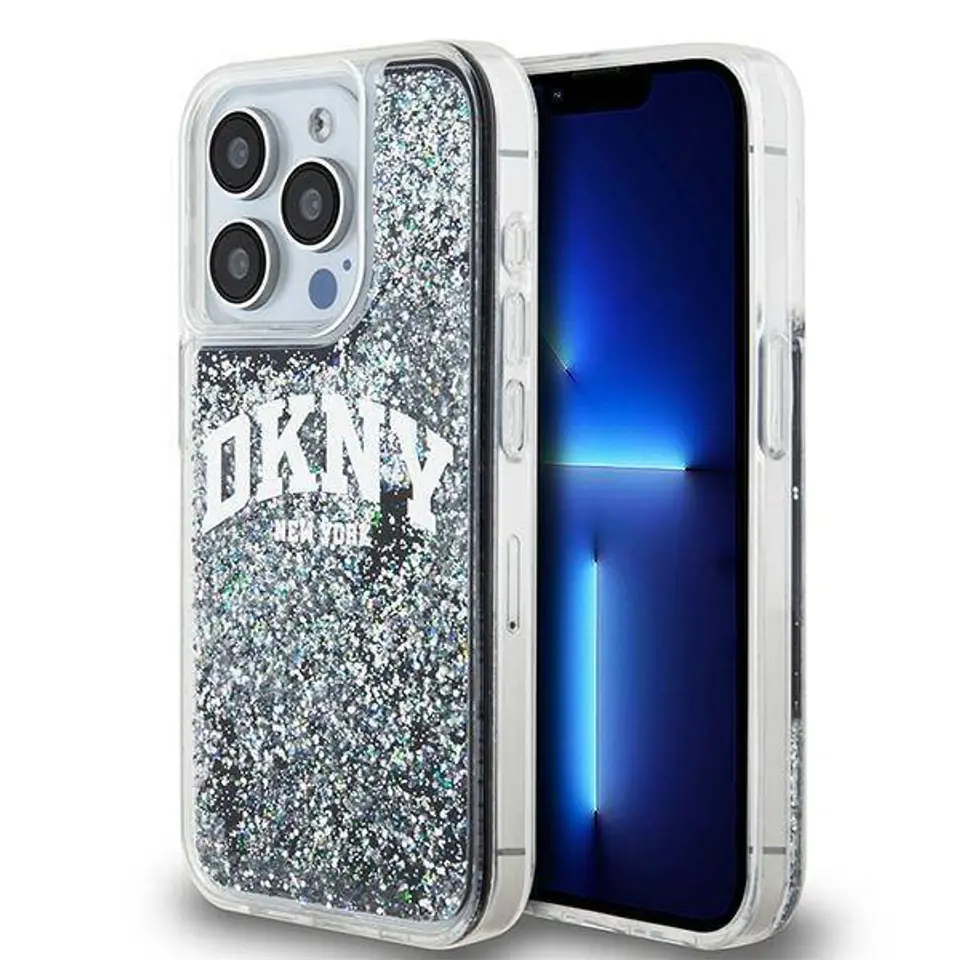 ⁨Oryginalne Etui APPLE IPHONE 15 PRO DKNY Hardcase Liquid Glitter Big Logo (DKHCP15LLBNAEK) czarne⁩ w sklepie Wasserman.eu