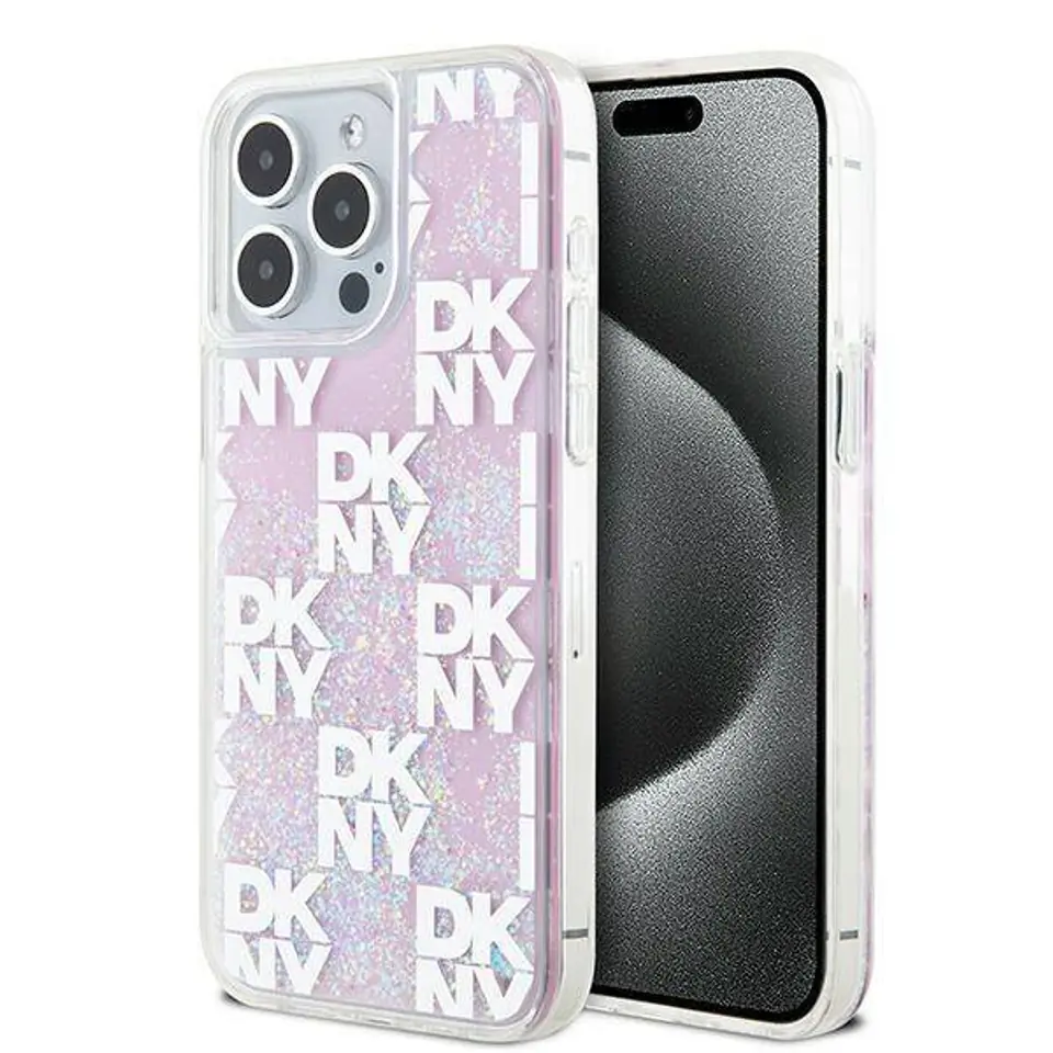 ⁨Oryginalne Etui APPLE IPHONE 15 PRO MAX DKNY Hardcase Liquid Glitter Big Logo (DKHCP15XLCPEPP) różowe⁩ w sklepie Wasserman.eu