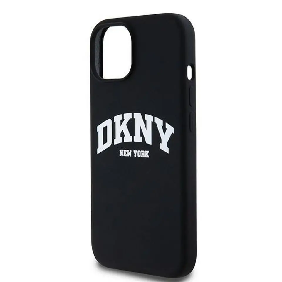 ⁨Oryginalne Etui IPHONE 12 / 12 PRO DKNY Hardcase Liquid Silicone White Printed Logo MagSafe (DKHMP12MSNYACH) czarne⁩ w sklepie Wasserman.eu