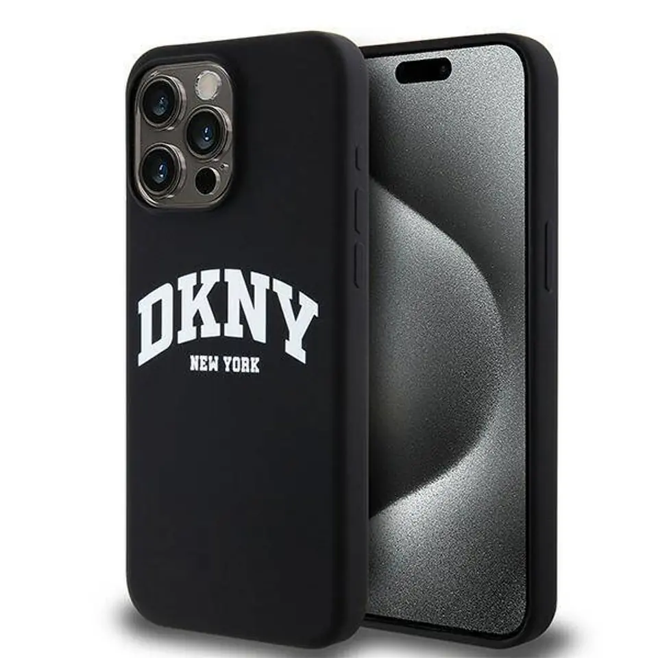 ⁨Oryginalne Etui IPHONE 13 PRO MAX DKNY Hardcase Liquid Silicone White Printed Logo MagSafe (DKHMP13XSNYACH) czarne⁩ w sklepie Wasserman.eu