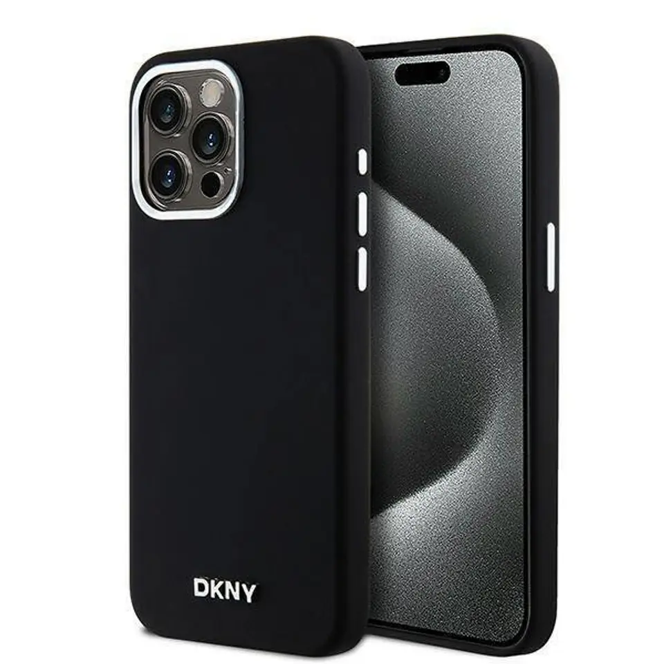 ⁨Oryginalne Etui IPHONE 14 PRO MAX DKNY Hardcase Liquid Silicone Small Metal Logo MagSafe (DKHMP14XSMCHLK) czarne⁩ w sklepie Wasserman.eu