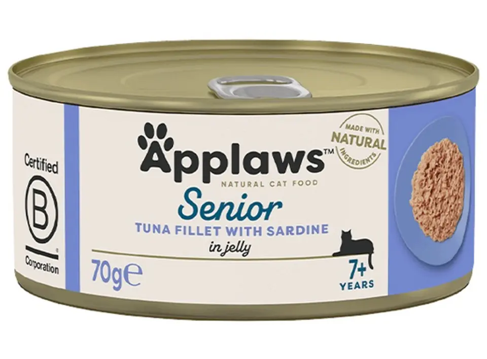 ⁨Applaws puszka dla kota Senior tuńczyk & sardynka 70g⁩ w sklepie Wasserman.eu