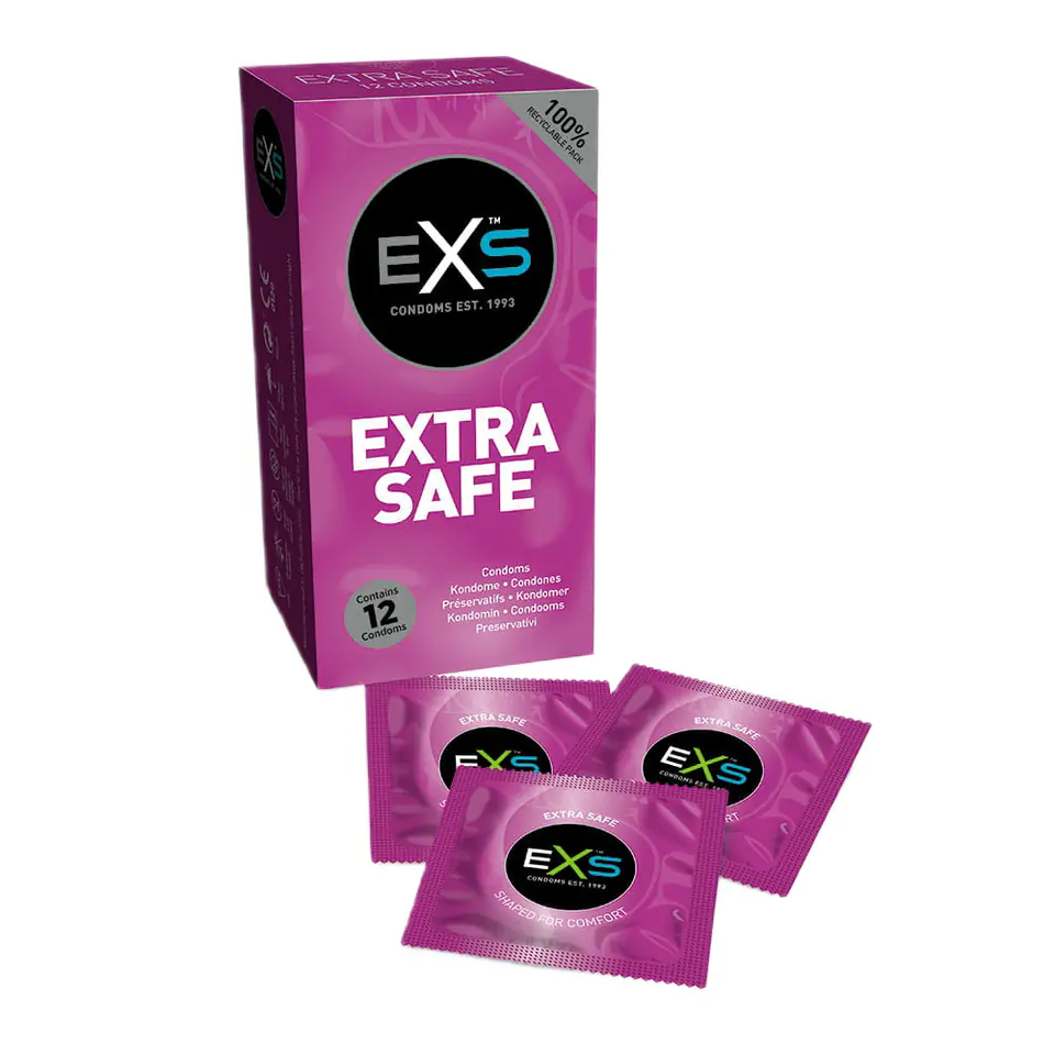 ⁨EXS Extra Safe Condoms pogrubiane prezerwatywy 12szt.⁩ w sklepie Wasserman.eu