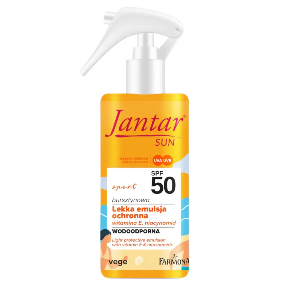 ⁨Farmona Jantar Sun Sport bursztynowa lekka emulsja ochronna SPF50 150ml⁩ w sklepie Wasserman.eu