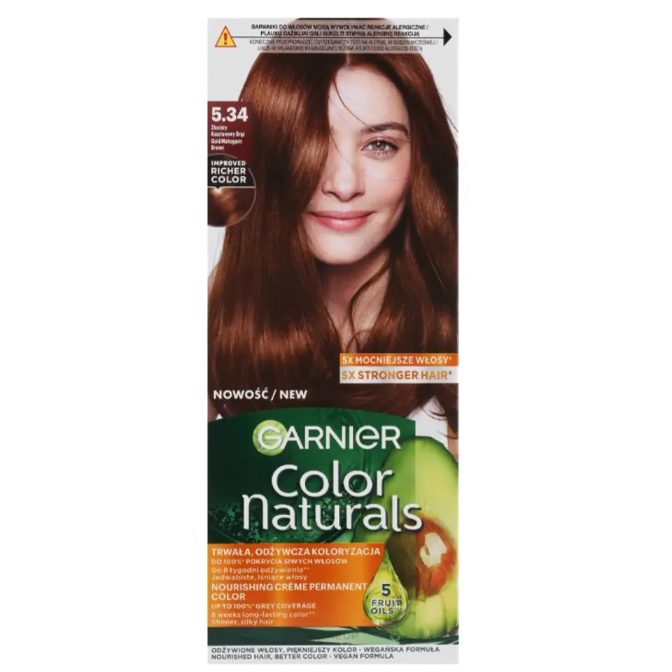 ⁨Garnier Color Naturals odżywcza farba do włosów 5.34 Złocisty Kasztanowy Brąz⁩ w sklepie Wasserman.eu