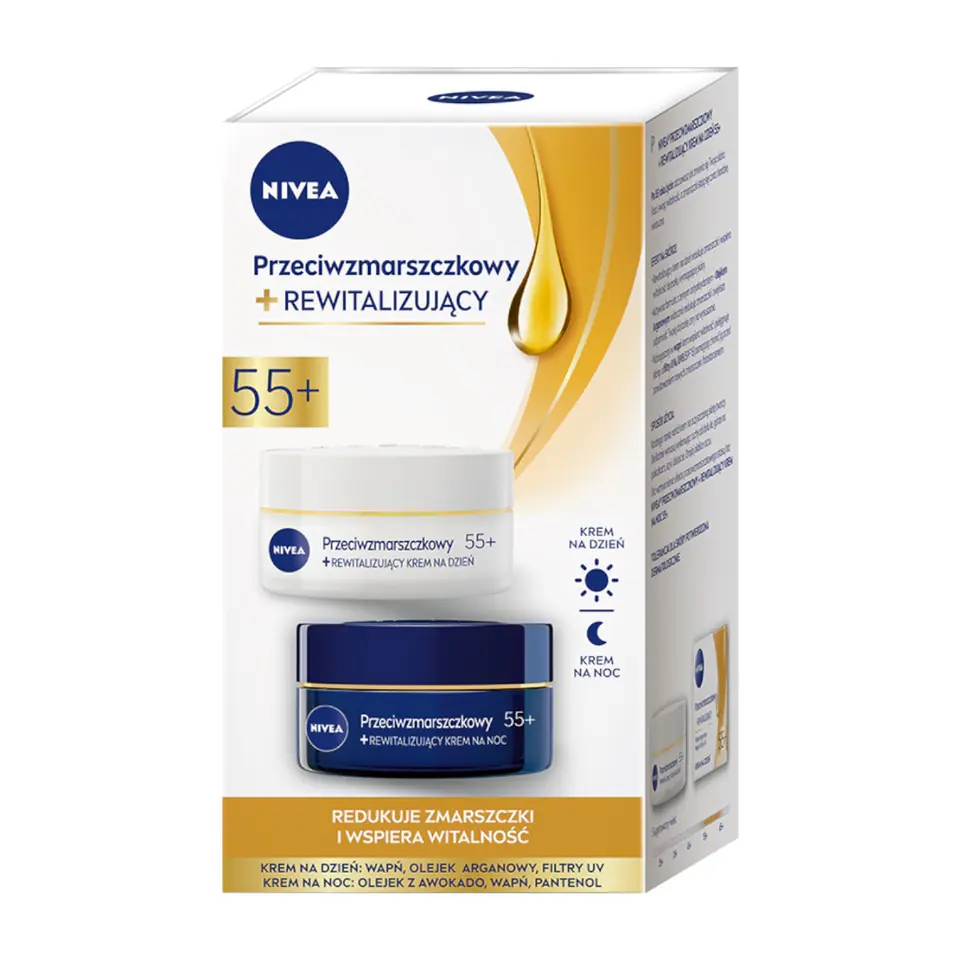 ⁨Nivea 2 Pack Przeciwzmarszczkowy+ Rewitalizujący krem na dzień i krem na noc 55+ 2x50ml⁩ w sklepie Wasserman.eu